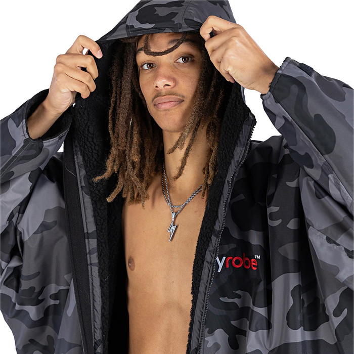 2024 Dryrobe Advance Langarmshirt Wechsel Robe V3 DR104 - Black Camo / Black